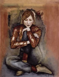 In Her World, 2005 (pen & ink with oil on paper)